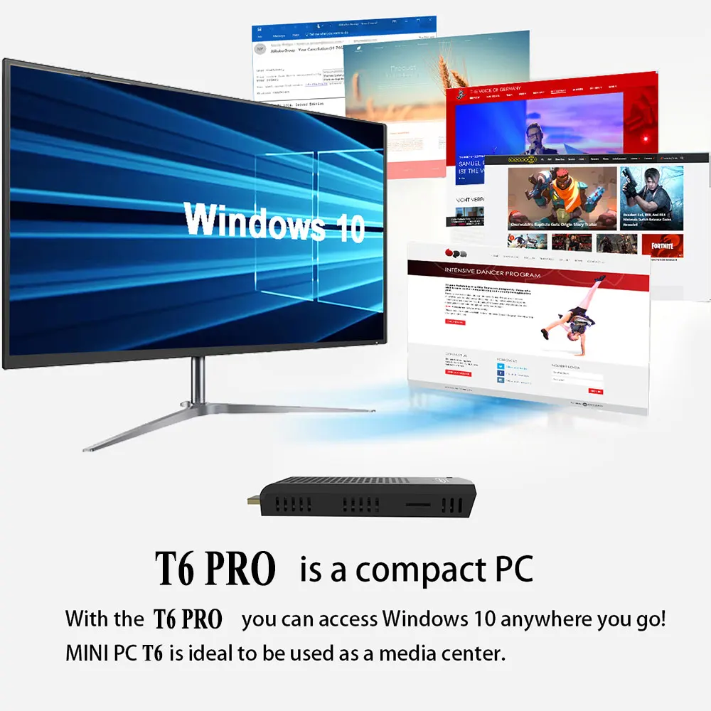 T6 PC Stick мини PC Компьютерная палка Z8350 безвентиляторная Intel Stick Windows 10 Pro 2 ГБ 4 ГБ 32 ГБ 64 Гб 2,4G/5G WiFi BT 4,0 интегрированная 4K