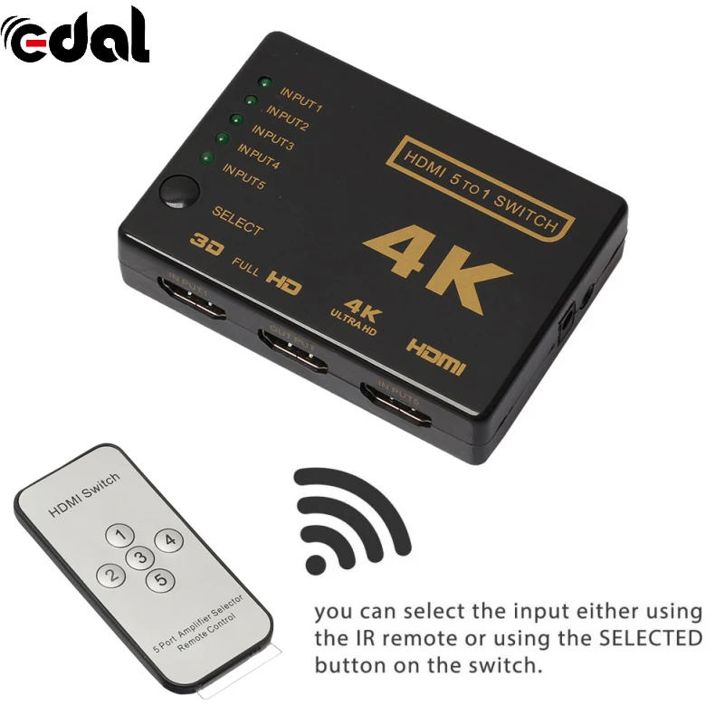 Профессиональный мини Коммутатор HDMI 3D 1080 p 5 портов 4 K Переключатель Селектор