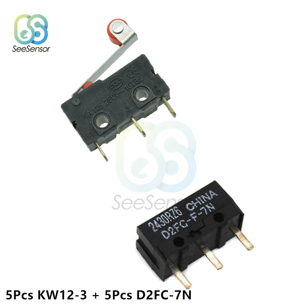5 KW12-3 5 D2FC-7N 10 шт. KW12-3 микро концевой переключатель роликовый рычаг рукоятка нормально открытый закрытый переключатель с шкивом DIY Электронные Наборы - Цвет: 5 KW12-3 5 D2FC-7N