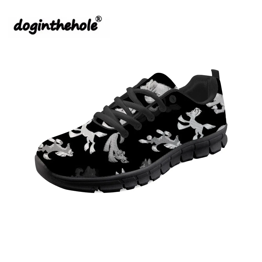 Туфли doginthehole женские с принтом китайской хохлатки плоская подошва на шнуровке