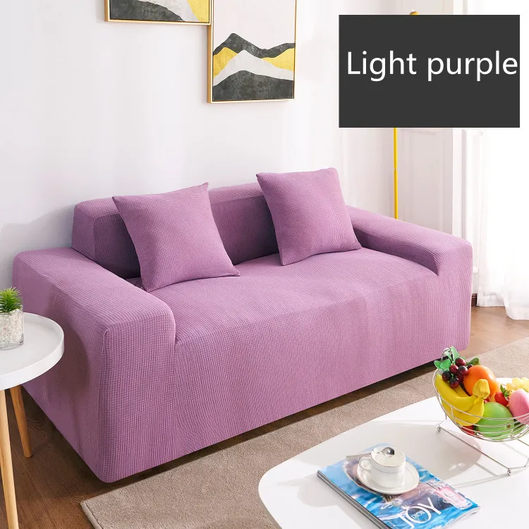 light purple Флисовый чехол для дивана Универсальный Водонепроницаемый Чехол для дивана сплошной цвет эластичный чехол нескользящий полный Чехол для дивана - Цвет: light purple