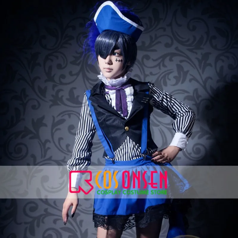 COSPLAYONSEN Anime Kuroshitsuji Black Butler Ciel Phantomhive Circus Cosplay Costume Full Set All Size