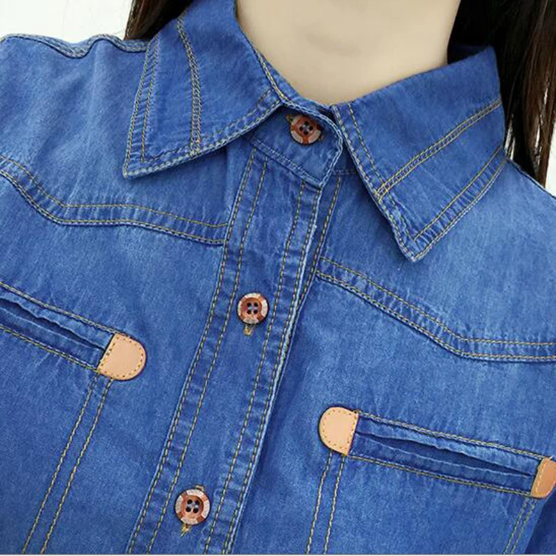 Однобортные винтажные джинсовые рубашки с длинным рукавом для женщин 2020 Новое