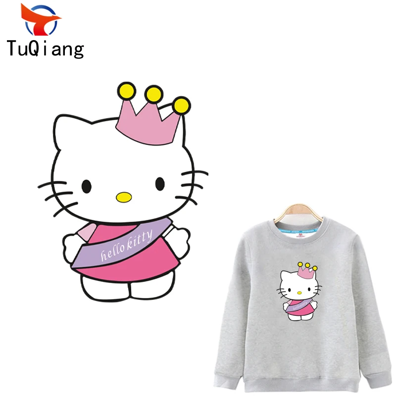 Розовый/красный Hello Kitty для детей Нашивки передачу тепла гладильная Наклейки