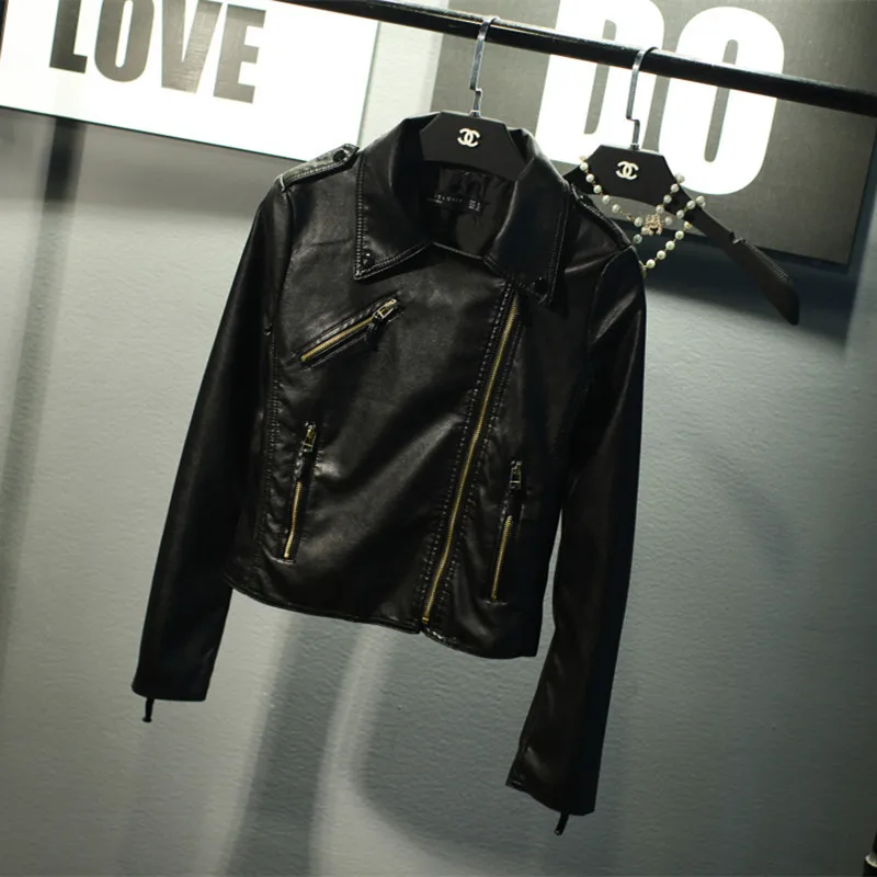 Женская куртка из искусственной кожи новинка весны 2018 модная повседневная