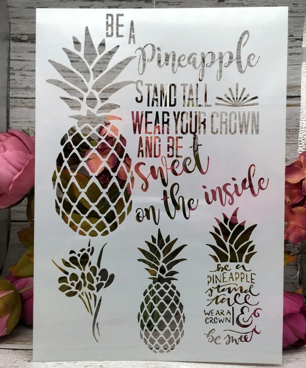Новый 4 шт./компл. A4 Pinapple листья DIY трафареты для наслоения раскраска скрапбукинга