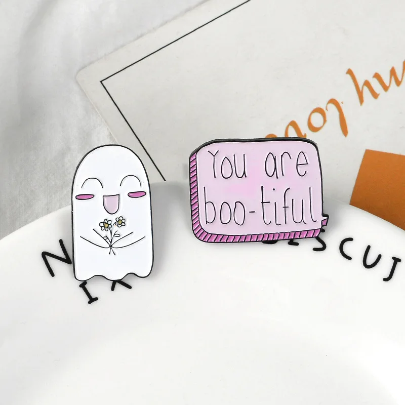 Новинка брошь в виде призрака YOU ARE BOO-TIFUL детская пара милых цветов значок и улыбки