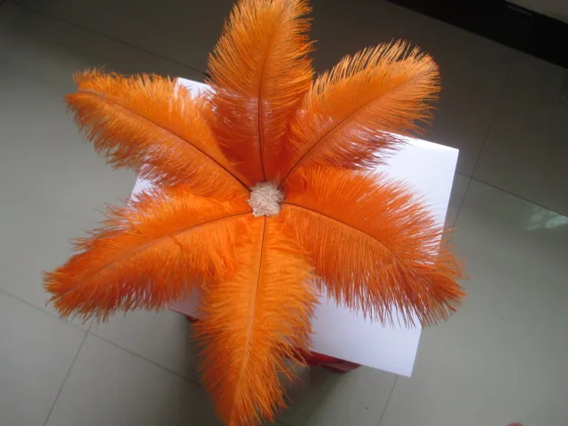 orange Красивое страусиное перо, 10 шт., перо длиной от 8 до 10 дюймов/20 до 25 см для свадьбы, чтобы украсить различные цвета на выбор - Цвет: orange