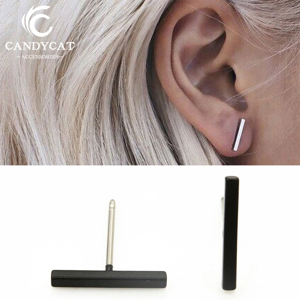 

Trendy Stud Earrings For Women Simple Gold Sliver One-word Ear Nail Creative Geometric Ear Studs Fashion Jewelry Gifts Wholesale
