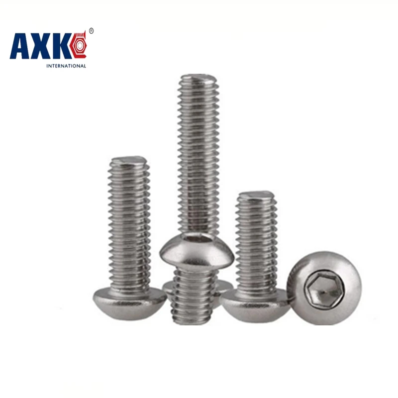 

AXK 100PCS ISO7380 M5*5/6/8/10/12/14/16/18/20/22/25/28/30/35/40/45/50/60/70 5mm Stainless Steel Hexagon Socket Button Head Screw