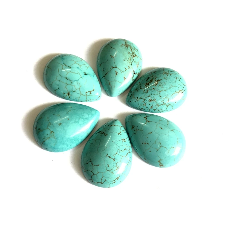 Wholesale Natural Magnesite Turquois e Bead Cabochon 12x16mm 18x25mm 22x30mm Pear Drop Gem Stone Ring Face 2Pcs/pack | Украшения и