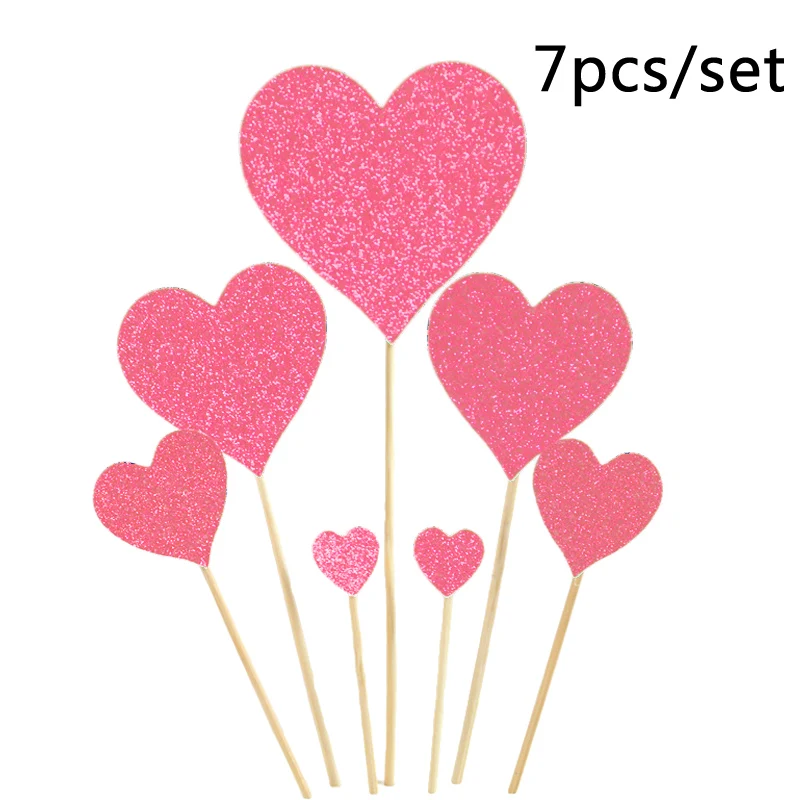 pink Amawill День Святого Валентина Декор Love You торт Топпер красное сердце свадьба Фламинго торт украшения для девичника обручение вечерние 7D - Цвет: pink