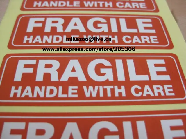 300pcs/lot 76x25mm FRAGILE HANDLE WITH CARE Self-adhesive Shipping Label Sticker,Item No.SS16