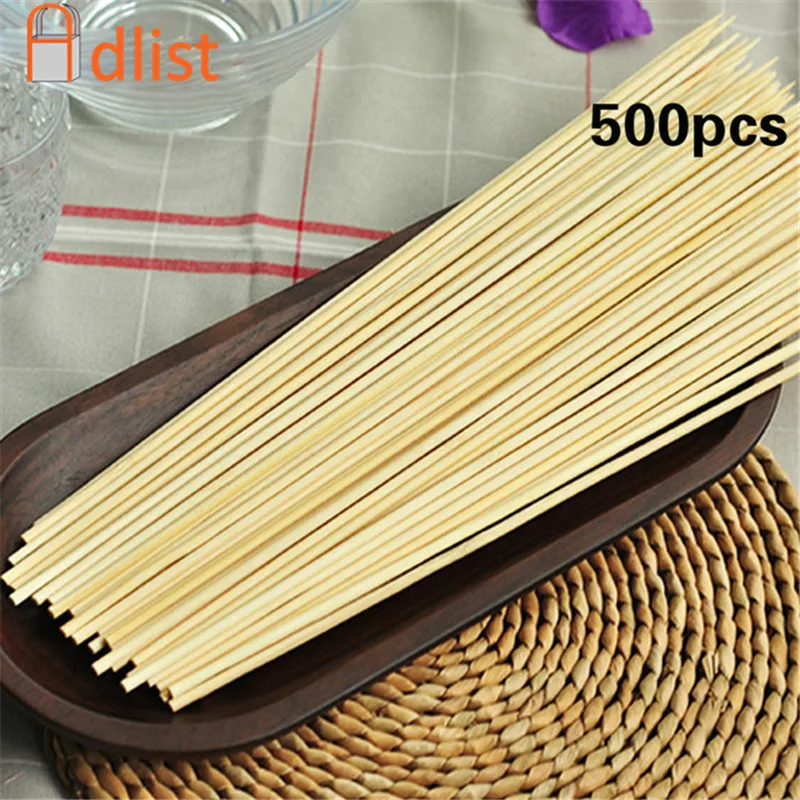 

500pcs Bamboo Wooden BBQ Skewers Meat Food Long Catering Grill Forks Party Disposable Sticks outdoor camping tools 30cm x 3.5mm