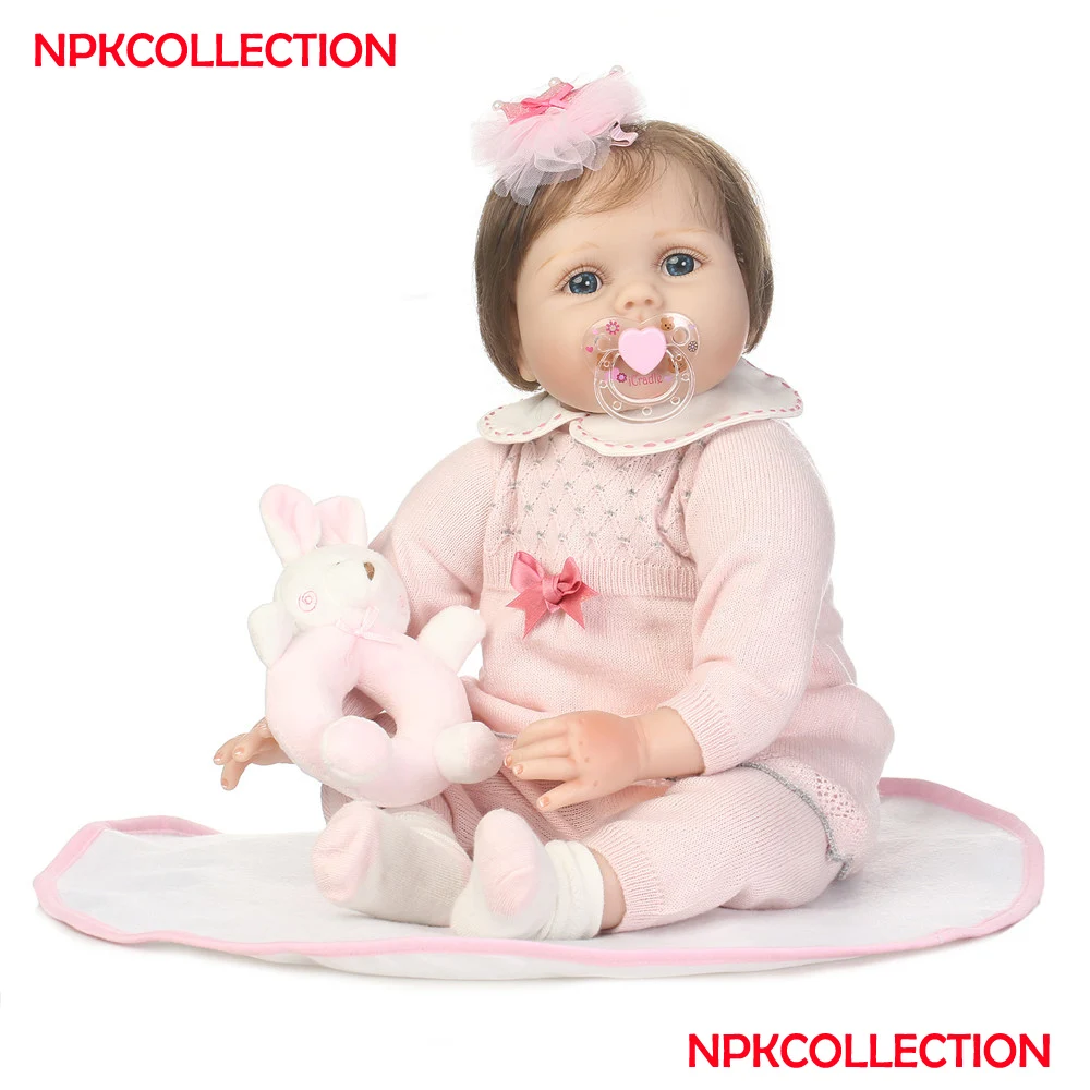 Bebe girl Reborn мягкие 22 &quotсиликоновые куклы Baby укорененные волосы Развивающие