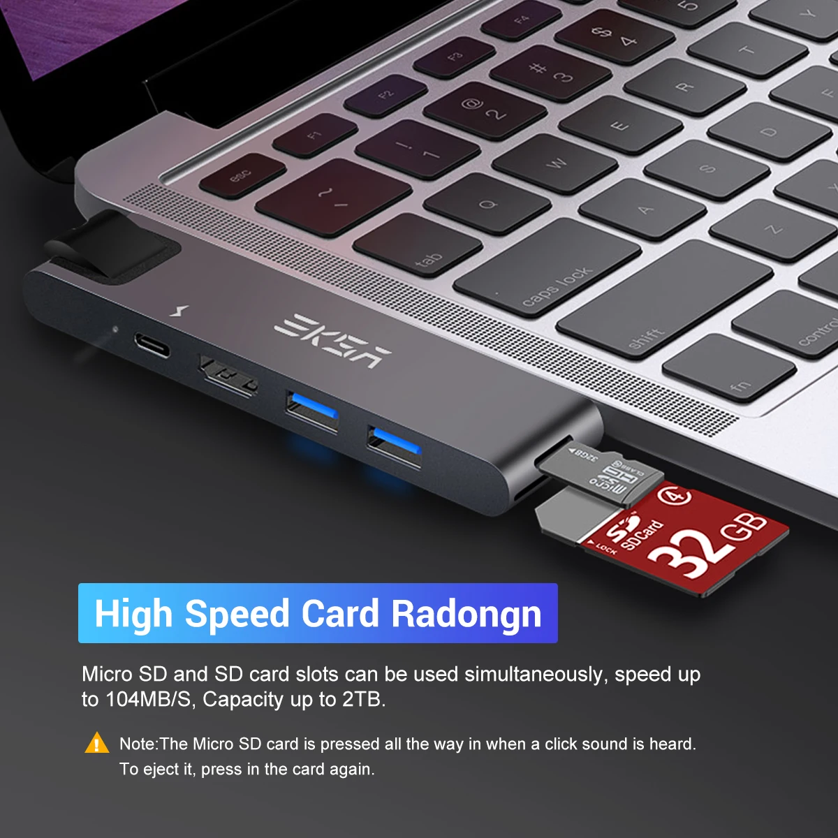 EKSA 7 в 1 USB C концентратор с кардридером HDMI 4K двойной 3 0 Порт Thunderbolt RJ45 1000M адаптер для