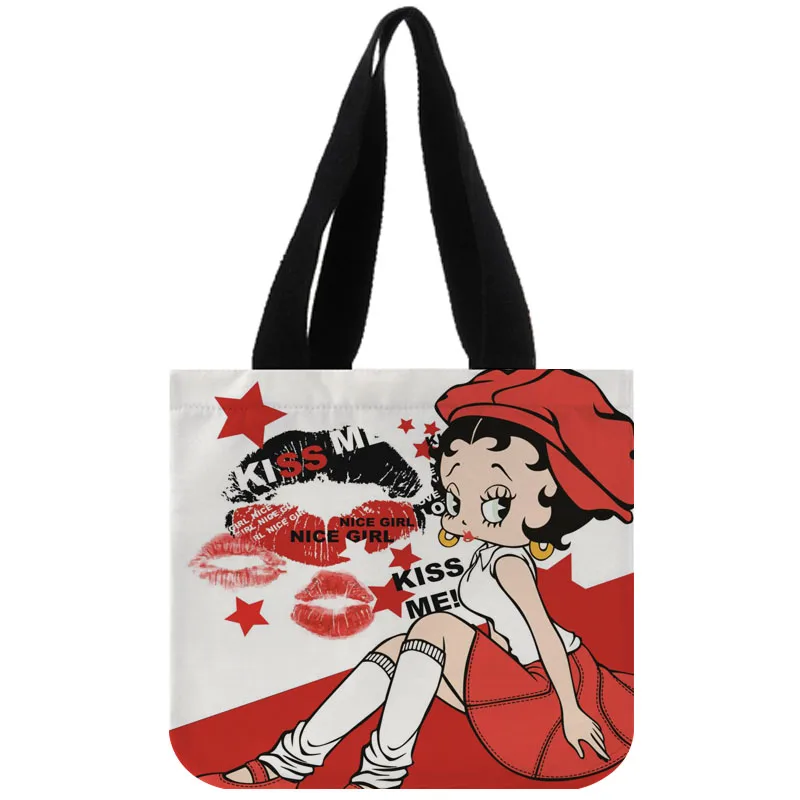 Сумка-тоут из хлопка и холста на заказ Betty Boop Shopping Складная многоразовая сумка с собственным логотипом оптом - Цвет: 23