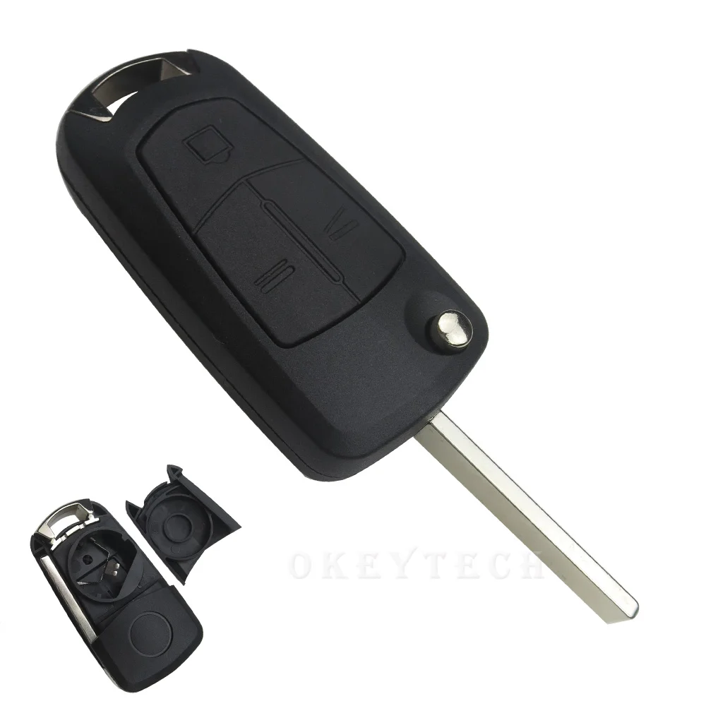 Чехол OkeyTech для ключей Opel 2/3 кнопки Сменный с лезвием Uncut HU100 держатель брелка