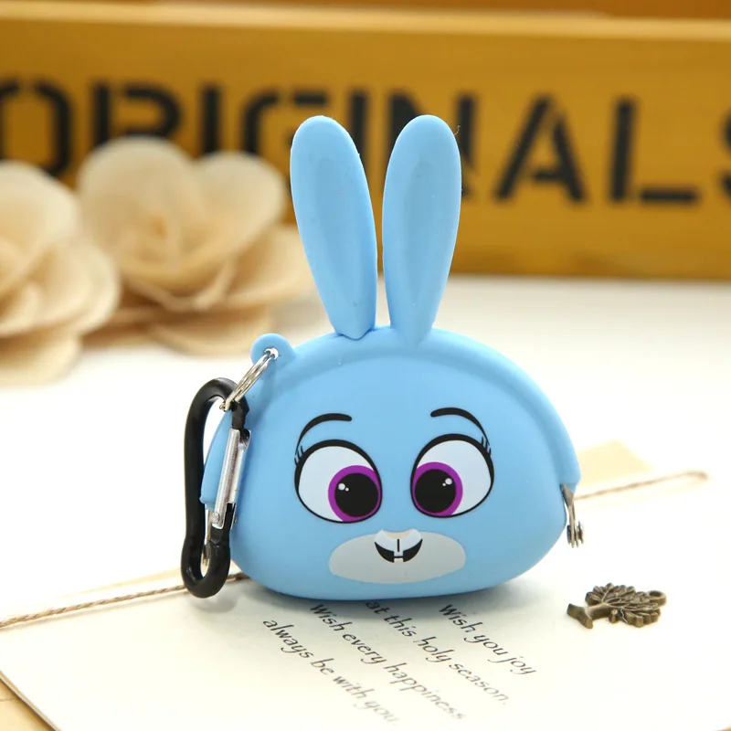 bunny blue Силиконовый кошелек с рисунком пингвина для мальчиков и девочек, сумка для монет, Детская сумка для ключей, с фабрики, кошелек с застежкой, чехол - Цвет: bunny blue