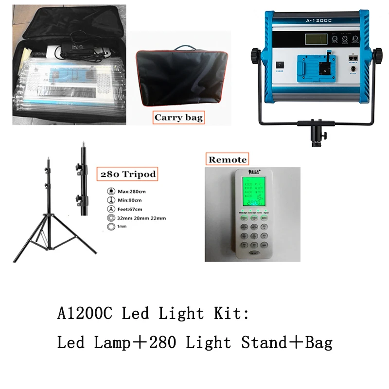 Светодиодсветильник лампа для видеосъемки Yidoblo Pro A1200c RGB, многоцветная светодиодная панель для вещания, лампа с управлением через приложение, сумка для штатива