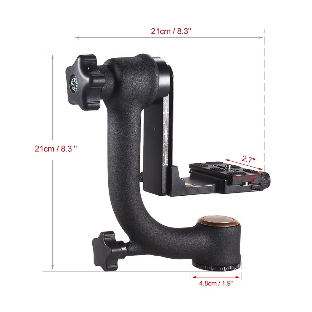 Andoer Gimbal Head Pan Tilt Штативная головка принять для Arca Swiss Quick Release Plate для DLSR камеры до 20 кг