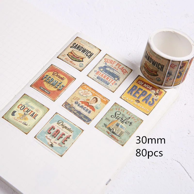 80 шт/объем Ретро лет/объекты лента для декорации Washi DIY планировщик дневник в стиле Скрапбукинг маскирующая лента Escolar - Цвет: see chart