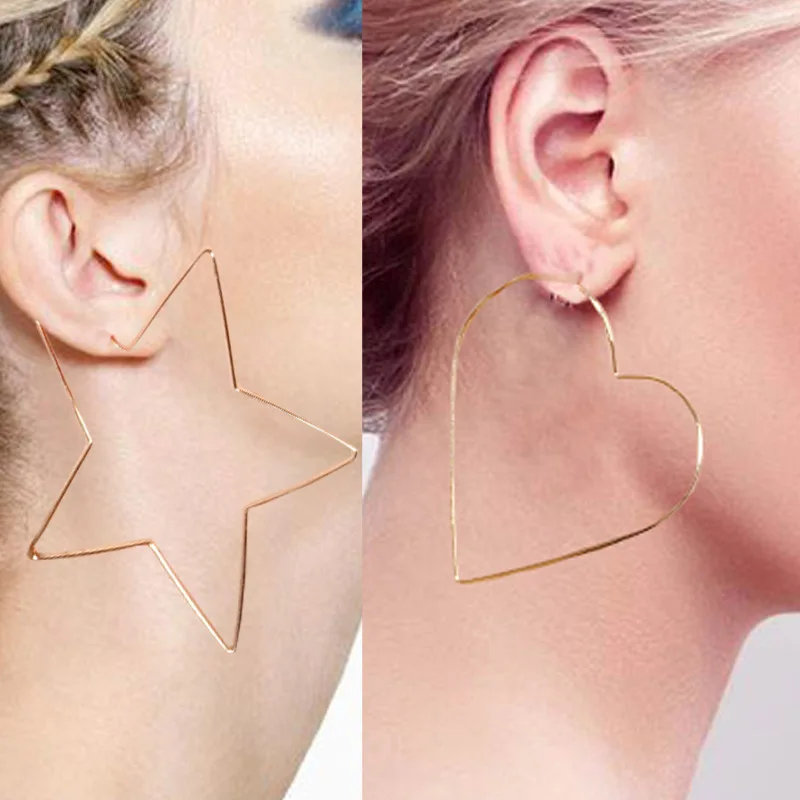 Ювелирные изделия ретро серьги преувеличенный пустой пятиконечная звезда с