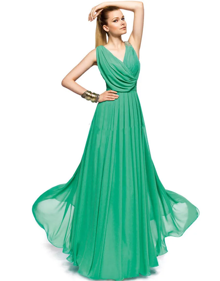 Новинка пола шифон вечерние платья 2016 новое поступление простой v-образным