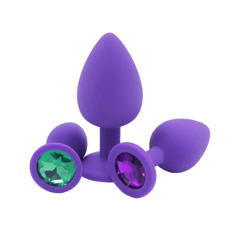 Small Medium Large Silicone Butt Plug with Crystal Jewelry Smooth Touch Anal No Vibration Sex Toys for Woman Men Gay | Красота и