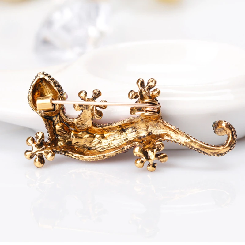 Винтажная брошка Gecko со стразами OneckOha аксессуары для одежды|brooch accessories|rhinestone pinspin