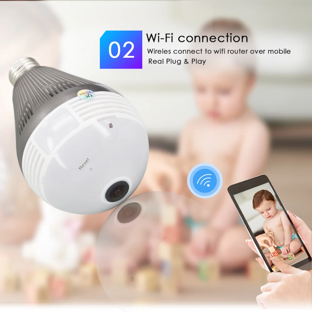 Купольная ip камера CTVMAN 360 960p 3 Мп 5 Full HD лампа рыбий глаз Wi Fi IP домашняя