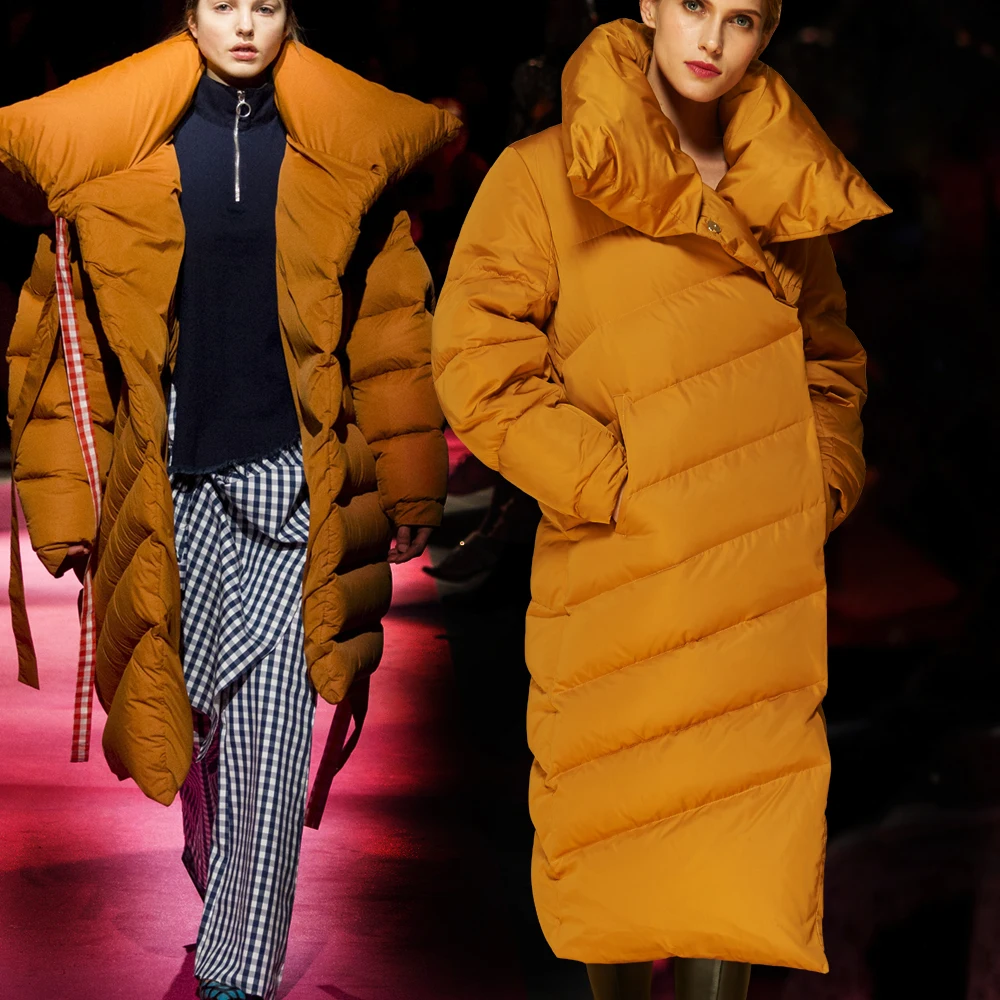 2018 зима новая высокая мода уличная Женская длинная пуховая куртка Женский