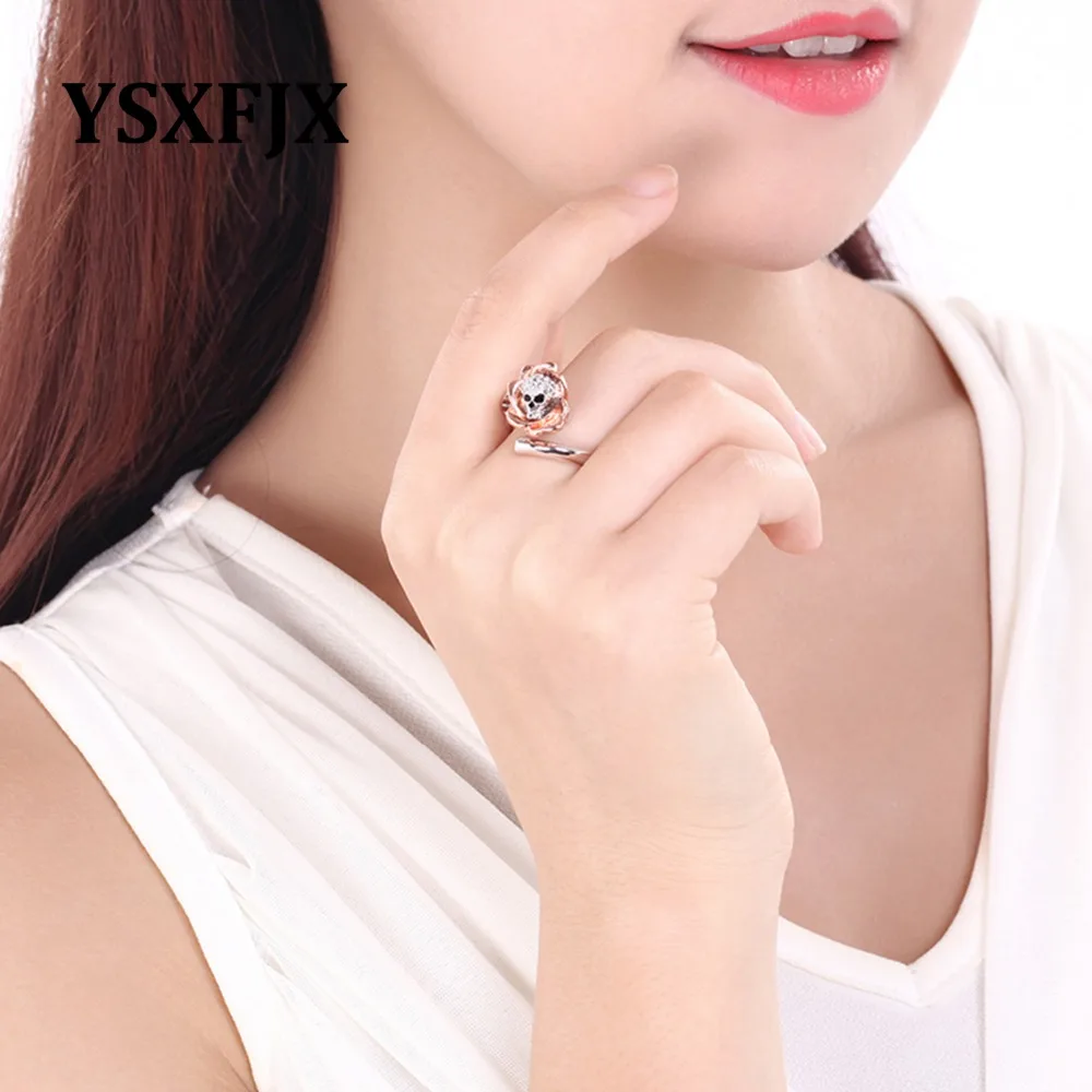 YSXFJX Halloween punk wind decoration ring plating Skull Skeleton zircon personality women rose opening | Украшения и аксессуары