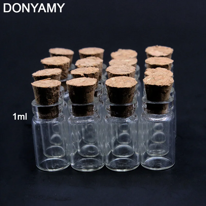 DONYAMY 10 шт. 1 мл Милая Мини Прозрачная пробка стеклянные бутылки флаконы банки