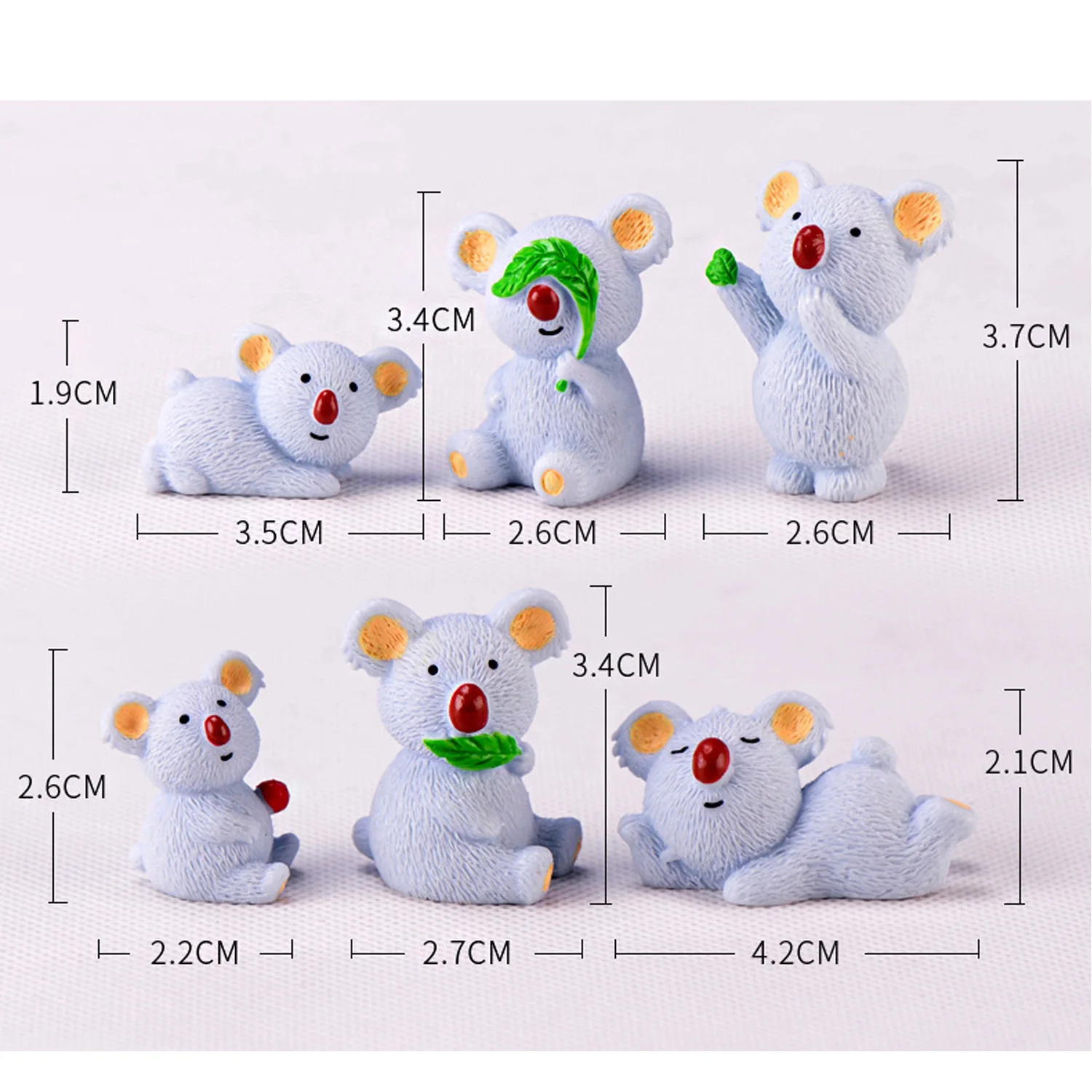 Милые Мультяшные каучуковые украшения коала 6 шт. миниатюрные садовые для