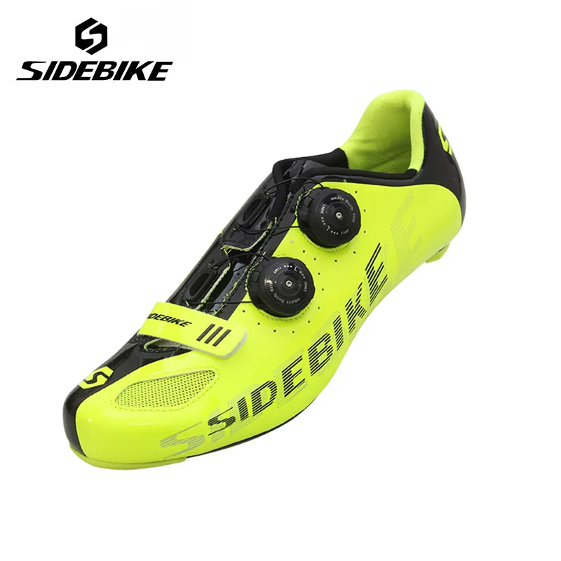 Fluorescent yellow Sidebike Для мужчин углеродного волокна подошва дорожный велосипед обувь Открытый Сверхлегкий велосипед, велосипед, нескользкие повседневные Мягкие велосипедная обувь sapatilha - Цвет: Fluorescent yellow