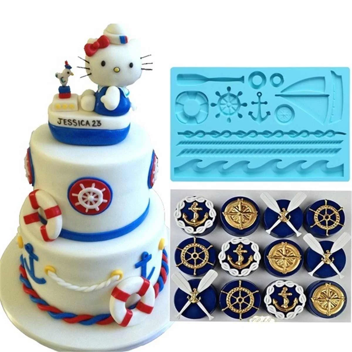 

1 pc Boat ship's anchor Shape Fondant Mold Silicone Paddle Wave Cake Mold DIY Cake Gum Paste Cupcake Chocolate Decorating Tool