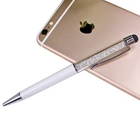 white crystal stylus ballpoint pen with logo print