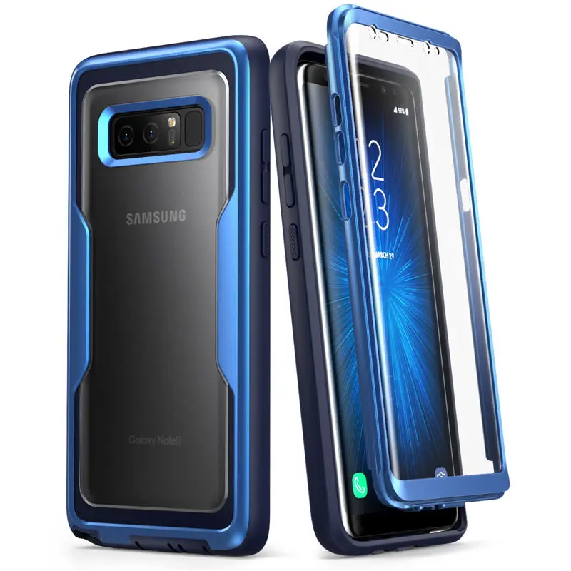 Blue For Samsung Galaxy Note 8 Case i-Blason Magma Heavy Duty Shock Reduction Bumper Cover with Built-in Screen Protector& Belt Clip - Цвет: Blue