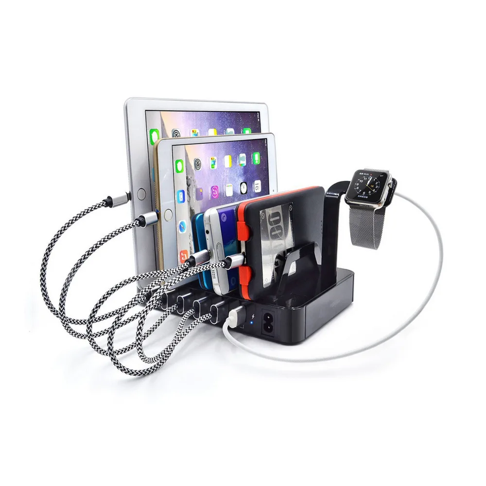 6 USB Port Rapid Charger Desktop Charging Station Multi Device Charging Dock,Organizer Stand for Tablets/Apple Watch