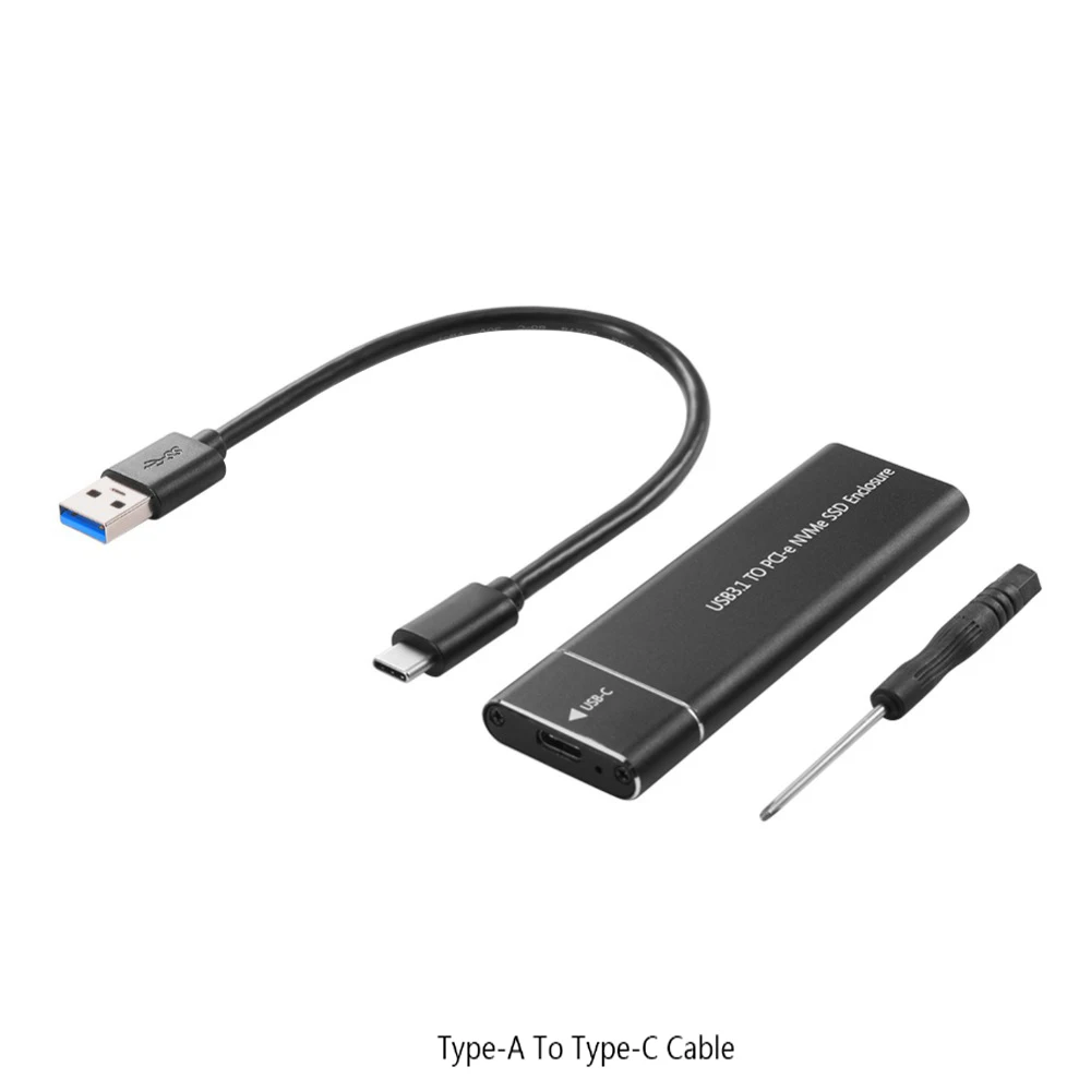 PCIE M.2 NVME SSD корпус M ключ Тип C USB3.1 nvme pcie SSD чехол полностью алюминиевый 10 Гбит/с внешний корпус для твердотельного диска - Цвет: Black A to C Cable