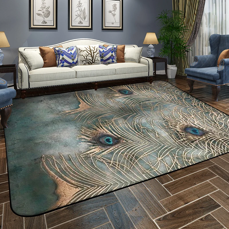 

Peacock Carpet Living Room Rug European Style Simple Modern Bedroom Mat Tea Table Sofa Room Bedside Home Rectangular