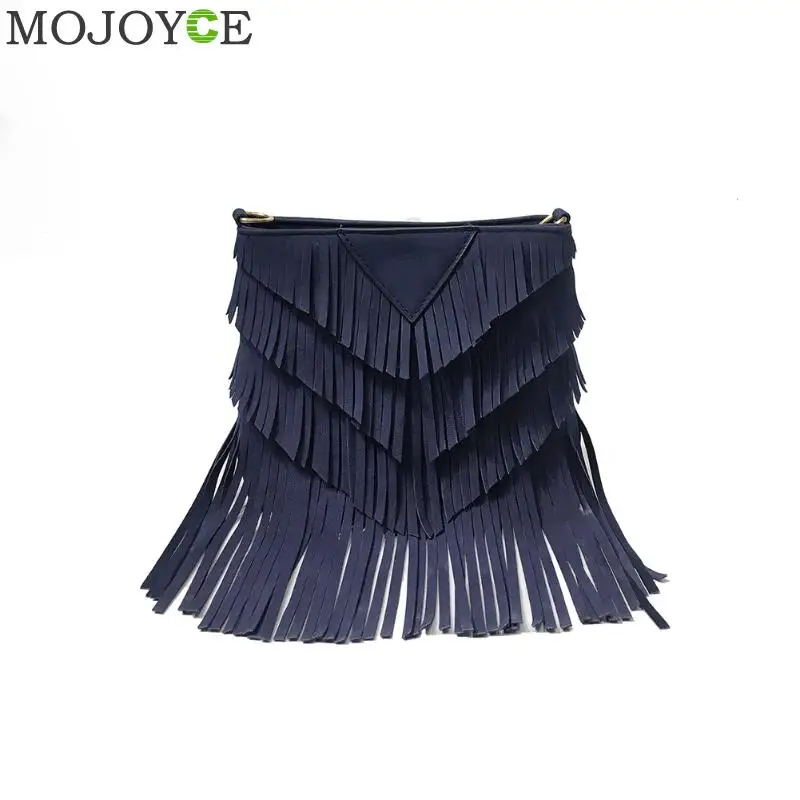 Navy Blue Женские сумки через плечо из искусственной кожи, модные женские сумки-мессенджеры с бахромой, винтажная сумка через плечо, сумка-конверт - Цвет: Navy Blue