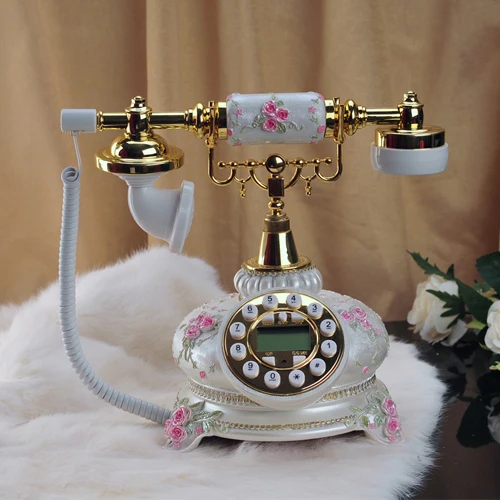 

The new European antique phone stereo flower garden telephone decoration Dial number Decoration home Rotate tones