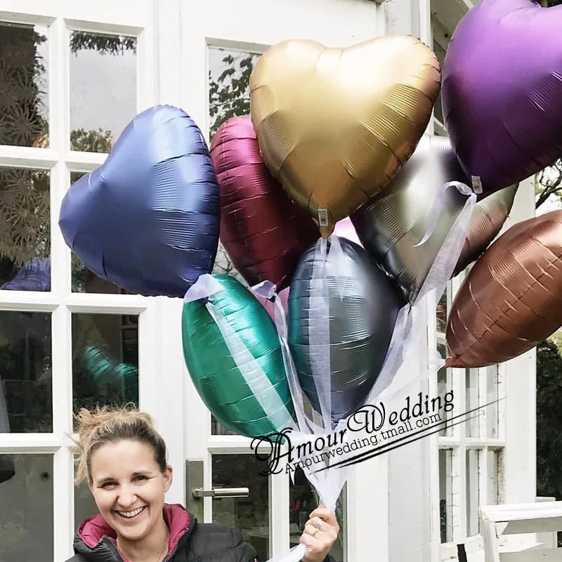 5 штук 18-дюймовых металлических звездных шаров для свадебного украшения, праздничных аксессуаров и шаров с металлическим сердцем и круглой формой для гелия и воздуха.