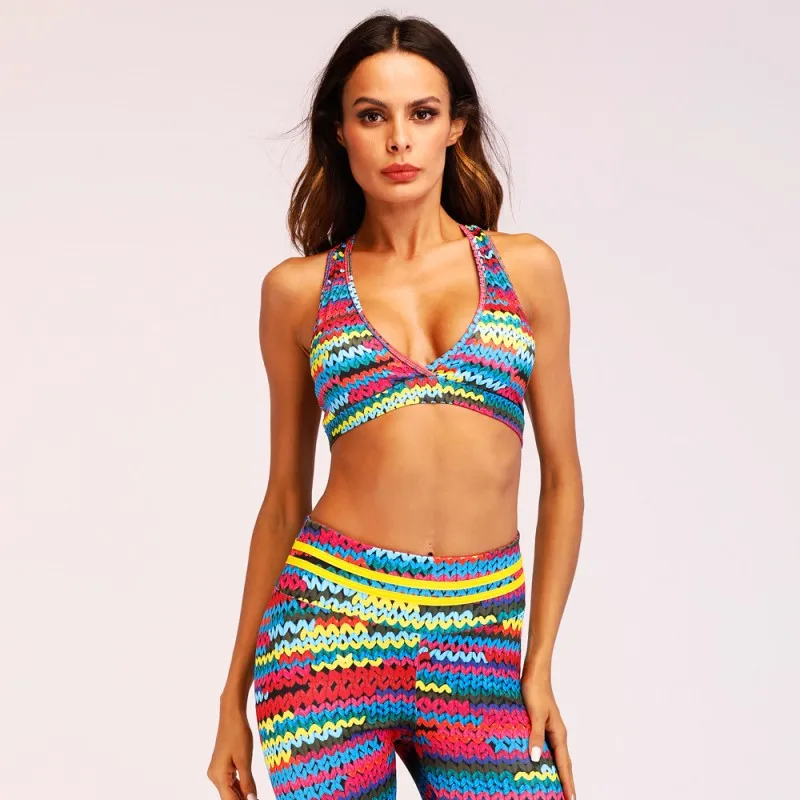 sport bra Новинка, цветная Спортивная одежда для фитнеса с 3D принтом, женский спортивный костюм, Femme Deux Pieces, комплект для йоги, женский спортивный бюстгальтер, леггинсы, спортивный костюм - Цвет: sport bra