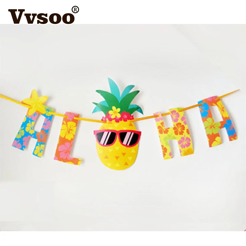 Vvsoo Summer Aloha Гавайская тропическая гирлянда из ананасов флажки для вечерние ринки