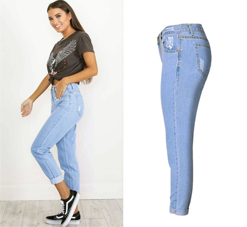 LOGAMI Jean Boyfriend Femme джинсы с высокой талией женские джинсы синие