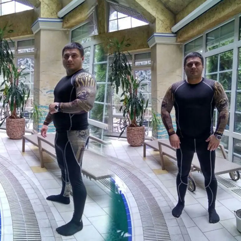 Мужская футболка компрессионные колготки спортивный костюм Быстросохнущий пота