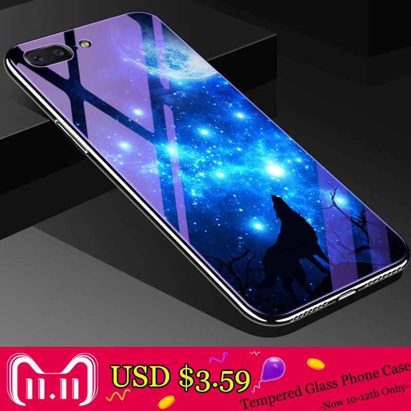 Tempered Glass Phone Case for iPhone 6 6s 7 8 Plus X Plating Blue Light Luxury For Protecive Cover |